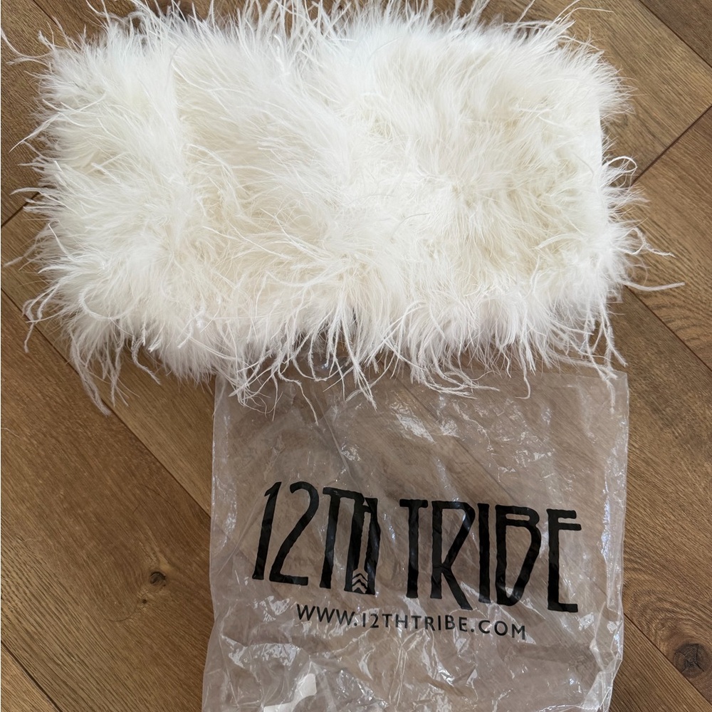 12th Tribe Chanel White Faux Feather Top